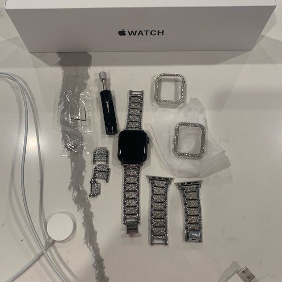 Apple Smartwatch with Silver and Black Accents